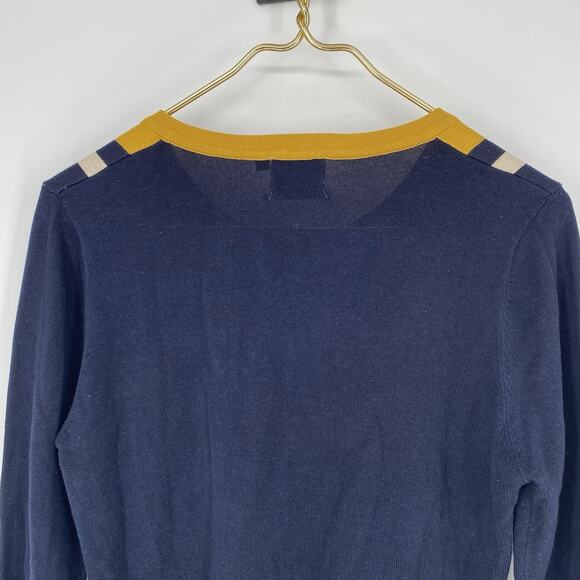 Royal Monk Banned Apparel Navy Yellow Jaquard Cardigan Sweater women's Size M - Picture 7 of 9